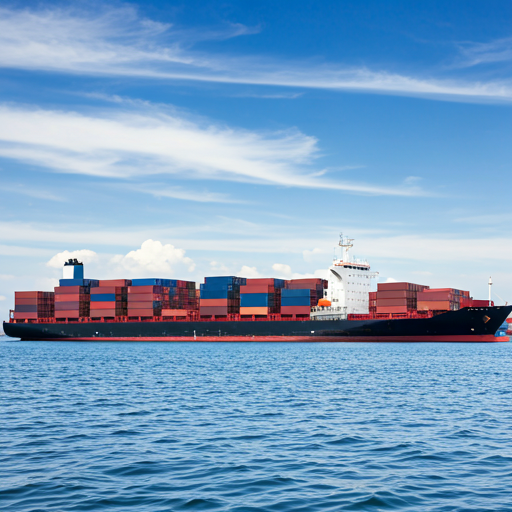 Large cargo ship containers at a port